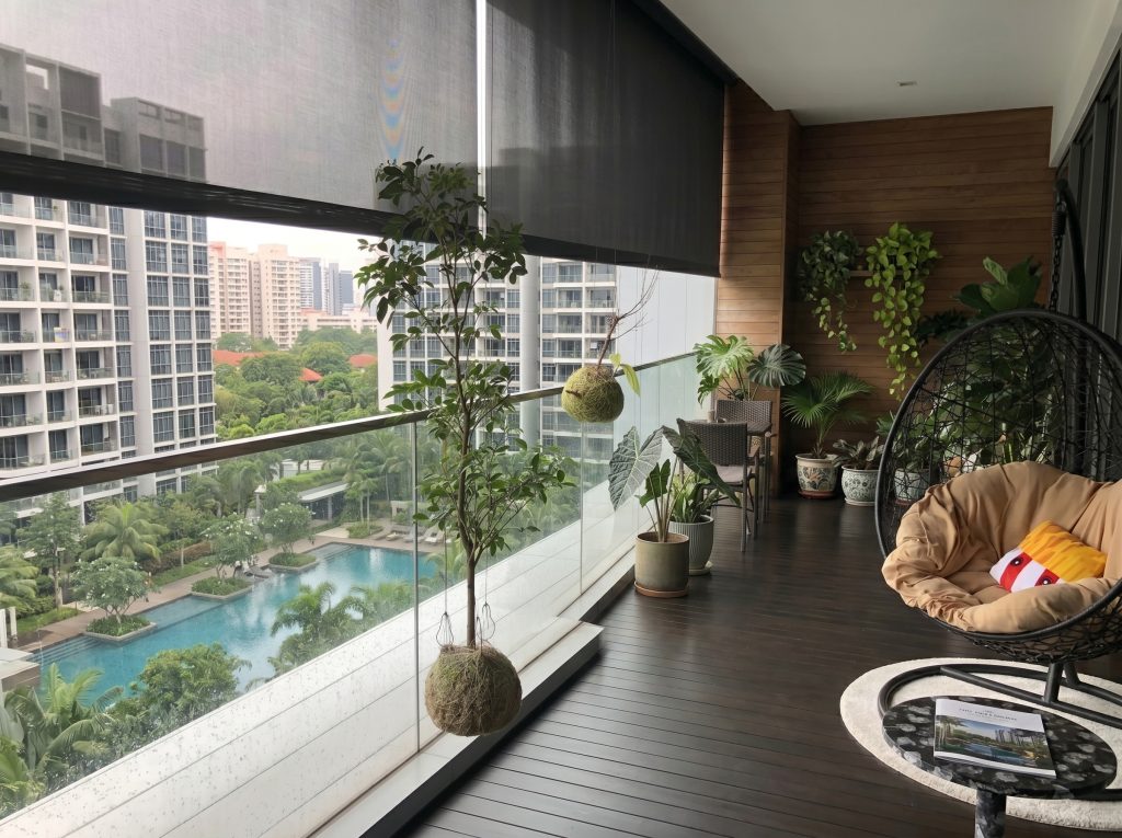 Premium Outdoor Blinds Singapore installed at a Seletar landed estate for patio shade.