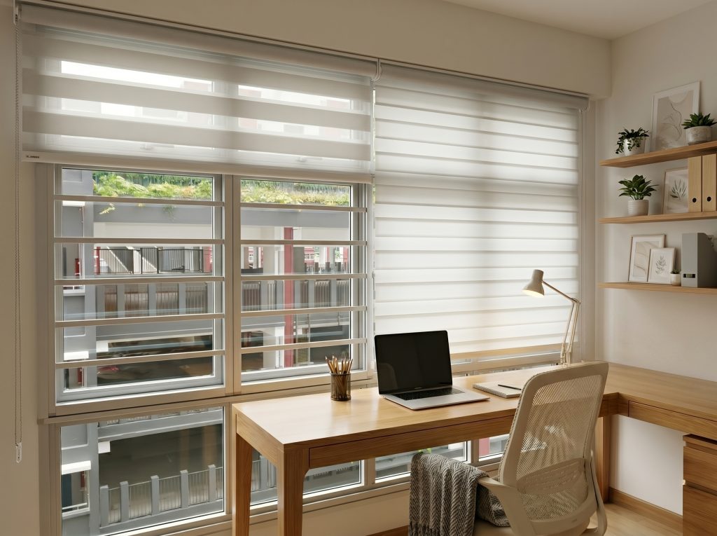 Korean Rainbow Blinds for home office privacy and glare reduction in Singapore.