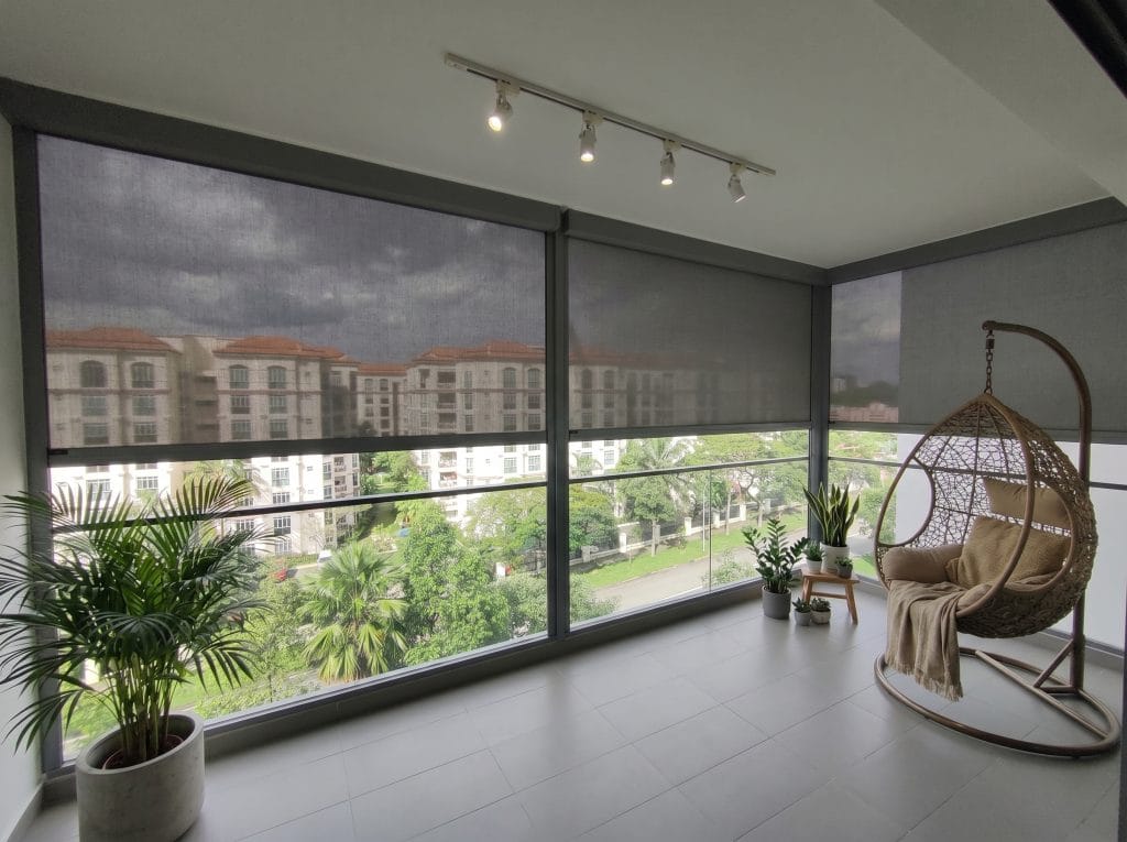 Outdoor ZipScreen balcony shades for heavy-duty protection at The Gale Singapore.
