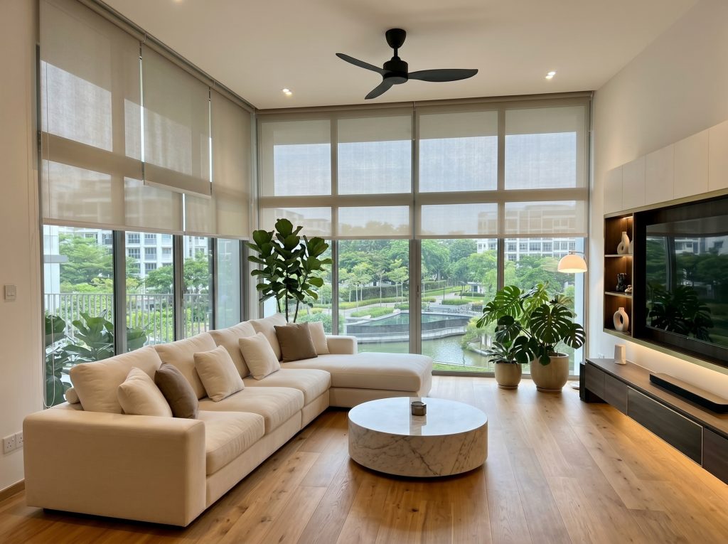 UV protection sunscreen Roller Blinds Singapore for high-rise condo units.